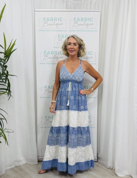 Daisy maxi dress denim (blue/white)