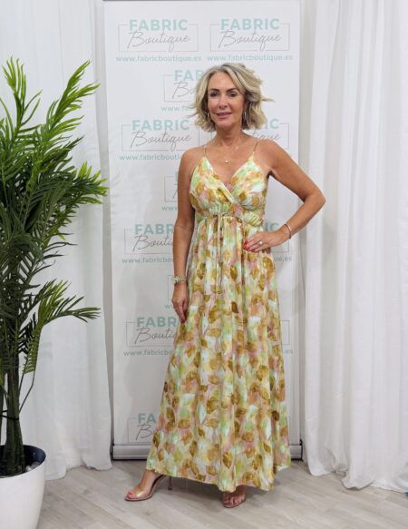 Sophia maxi dress (Olive & pink )