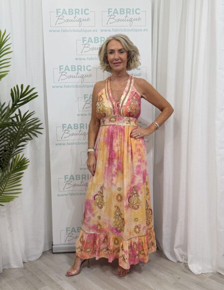 Clara maxi dress Orange/pink
