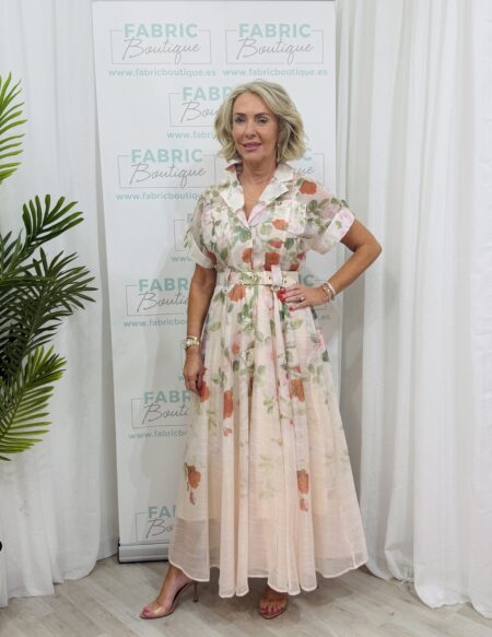 Josephine dress (orange roses/cream)
