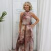 Tara 2piece trouser suit (brown & blush pink)