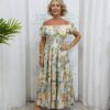 Gracie dress (Green peach & gold)