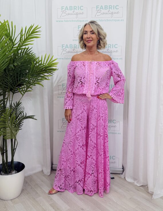 Evie Lace style 2 piece trouser suit pink