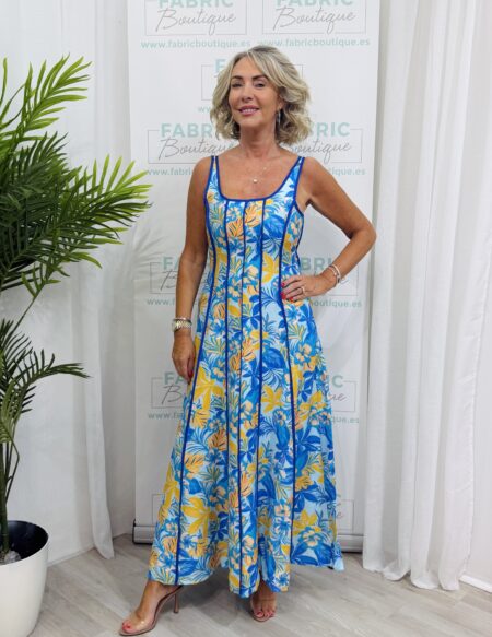 Nina dress (blue/lemon)