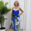 Capri dress (satin style) cobalt blue