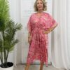 Pink paisley kaftan dress