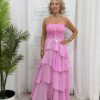 Zara tiered maxi dress pink