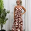 Rachael maxi dress (Rust orange/cream)