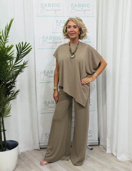The Elena Asymmetric Two-Piece taupe